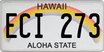 HI license plate ECI273