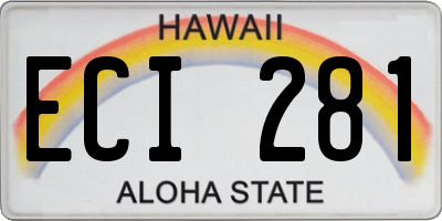 HI license plate ECI281