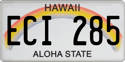 HI license plate ECI285