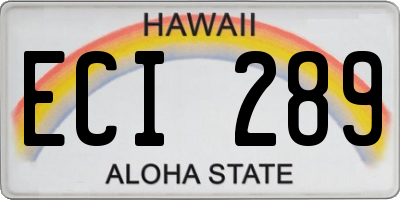 HI license plate ECI289