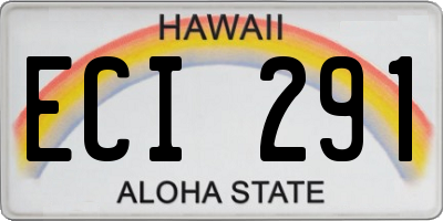 HI license plate ECI291