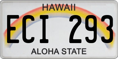 HI license plate ECI293