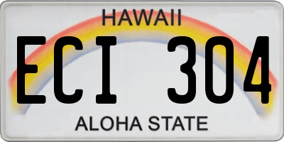 HI license plate ECI304