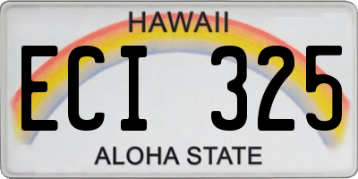 HI license plate ECI325
