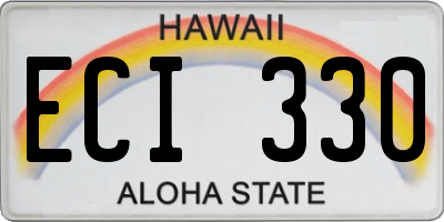 HI license plate ECI330