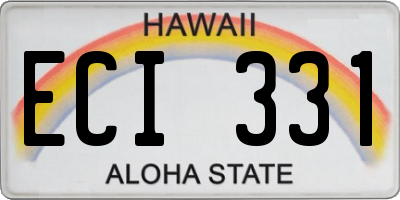 HI license plate ECI331