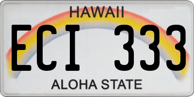 HI license plate ECI333