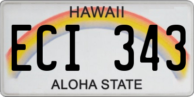 HI license plate ECI343