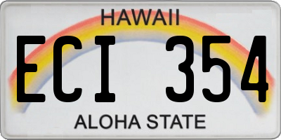 HI license plate ECI354