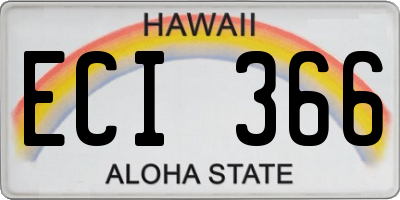 HI license plate ECI366