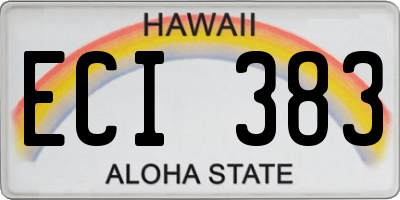 HI license plate ECI383