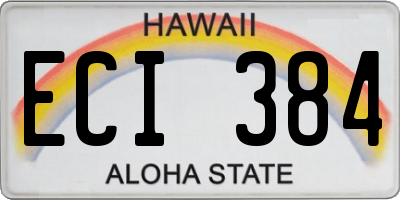 HI license plate ECI384
