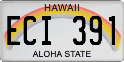 HI license plate ECI391