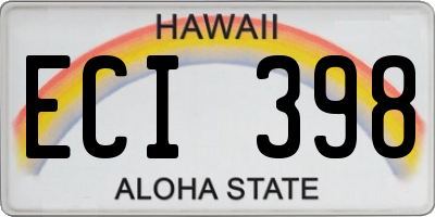 HI license plate ECI398