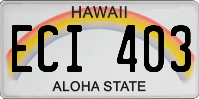 HI license plate ECI403