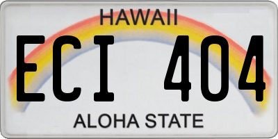 HI license plate ECI404