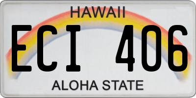 HI license plate ECI406