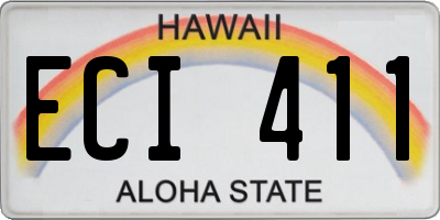 HI license plate ECI411