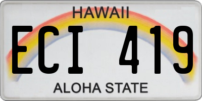 HI license plate ECI419