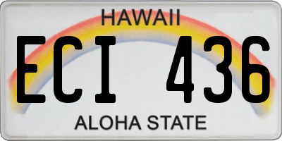 HI license plate ECI436