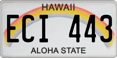 HI license plate ECI443