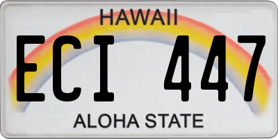 HI license plate ECI447