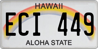 HI license plate ECI449