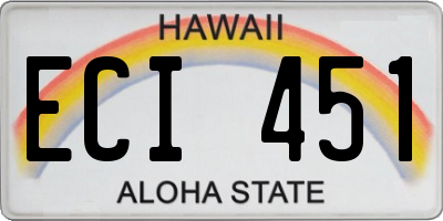 HI license plate ECI451
