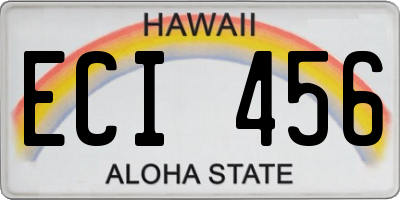 HI license plate ECI456