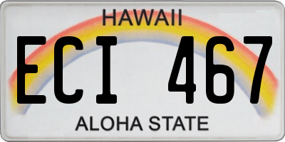 HI license plate ECI467