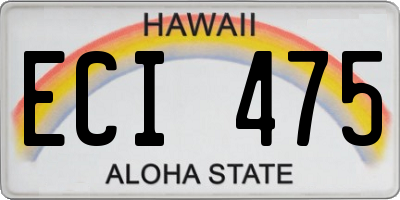 HI license plate ECI475