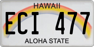 HI license plate ECI477