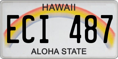 HI license plate ECI487