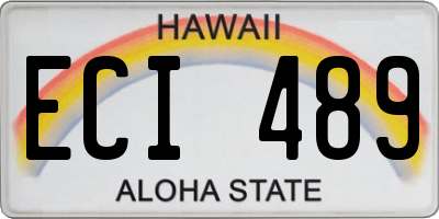 HI license plate ECI489