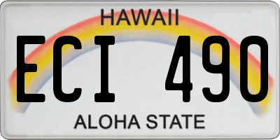 HI license plate ECI490