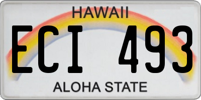 HI license plate ECI493