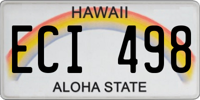 HI license plate ECI498