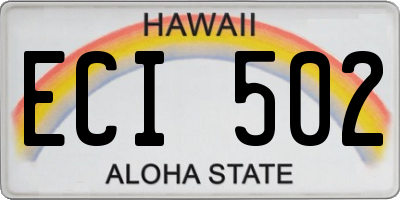 HI license plate ECI502