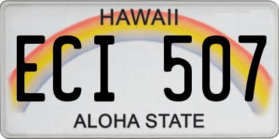 HI license plate ECI507