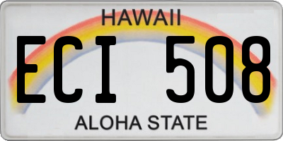 HI license plate ECI508