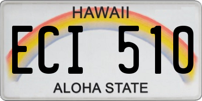 HI license plate ECI510