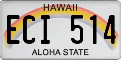 HI license plate ECI514