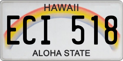 HI license plate ECI518