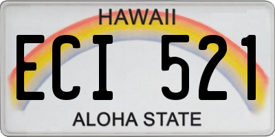 HI license plate ECI521