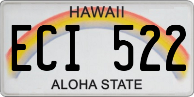 HI license plate ECI522