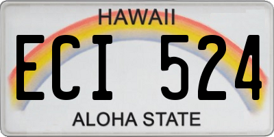 HI license plate ECI524