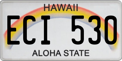 HI license plate ECI530