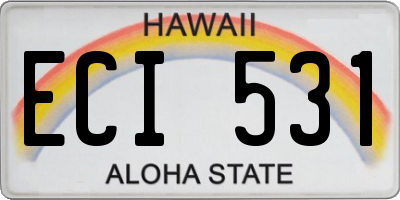 HI license plate ECI531