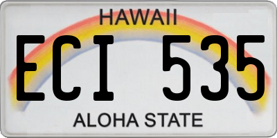 HI license plate ECI535