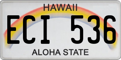 HI license plate ECI536